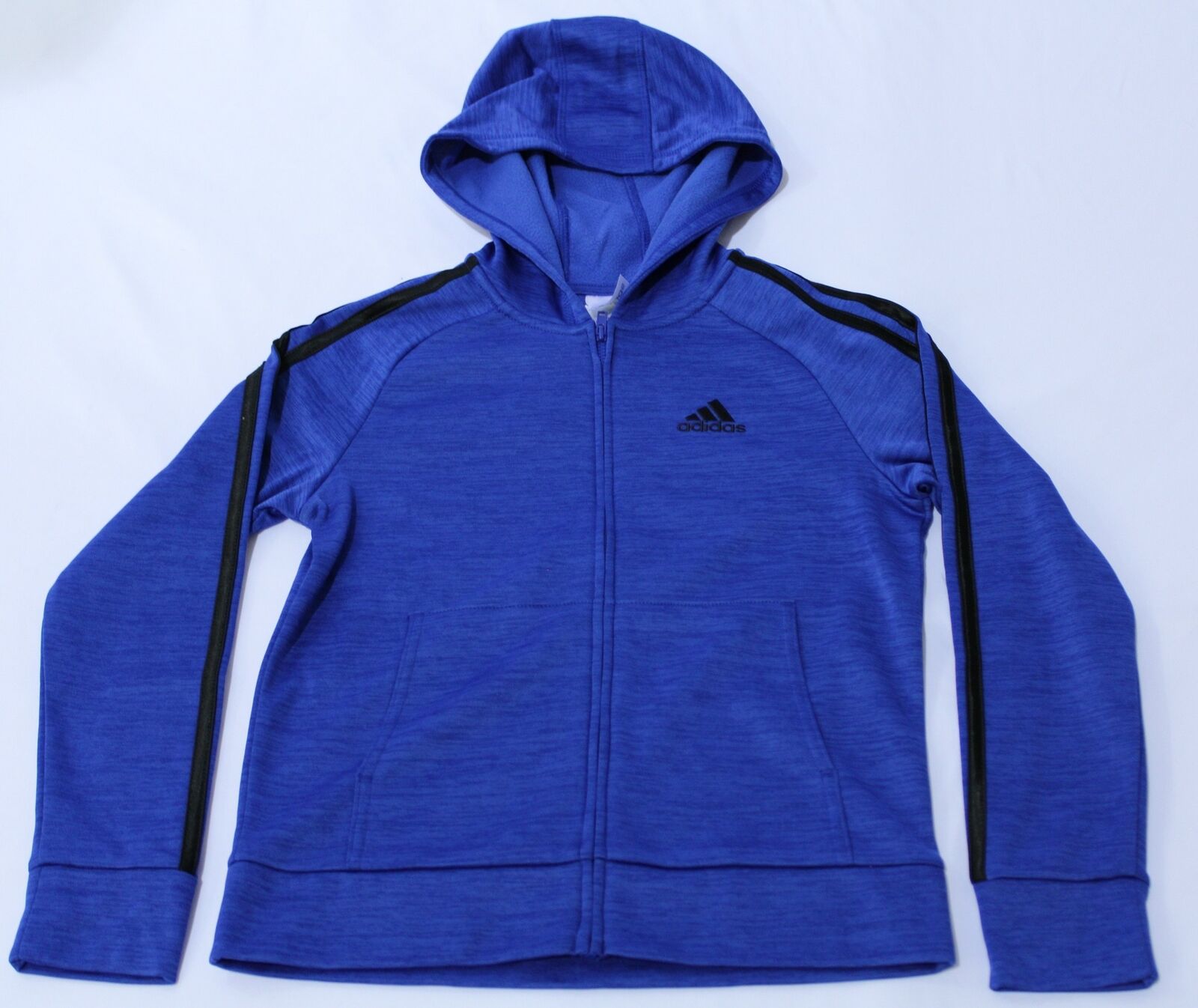 Adidas Boy's Zip Front Fleece Indicator Hoodie Sv3 Blue Small (8) Nwt