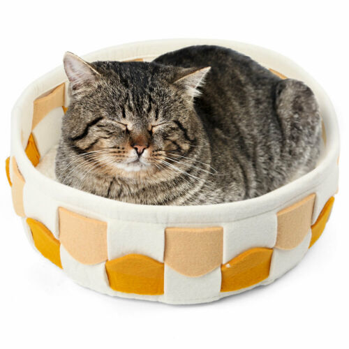 Warming Small Pet Bed For Cats Dogs Plush Soft Coral Fleece Sleeping Mat Round