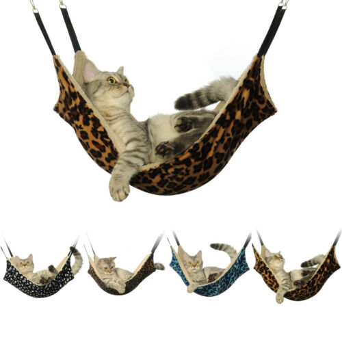 Cat Hammock LARGE Leopard Fur Bed Animal Hanging Cat Cage Comforter Ferret Pet
