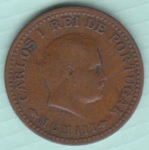 India Portugueza Carlos I 1/8 Tanga Part Of The Set Copper Coin