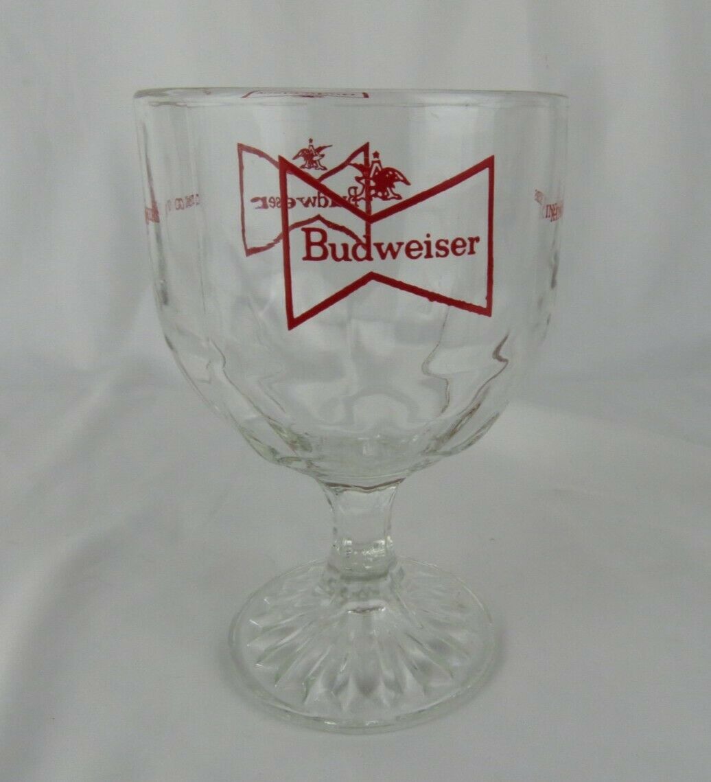 Budweiser Thumbprint Goblet Glass Beer Mug Chalice Cup Bowtie Logo King Of Beers