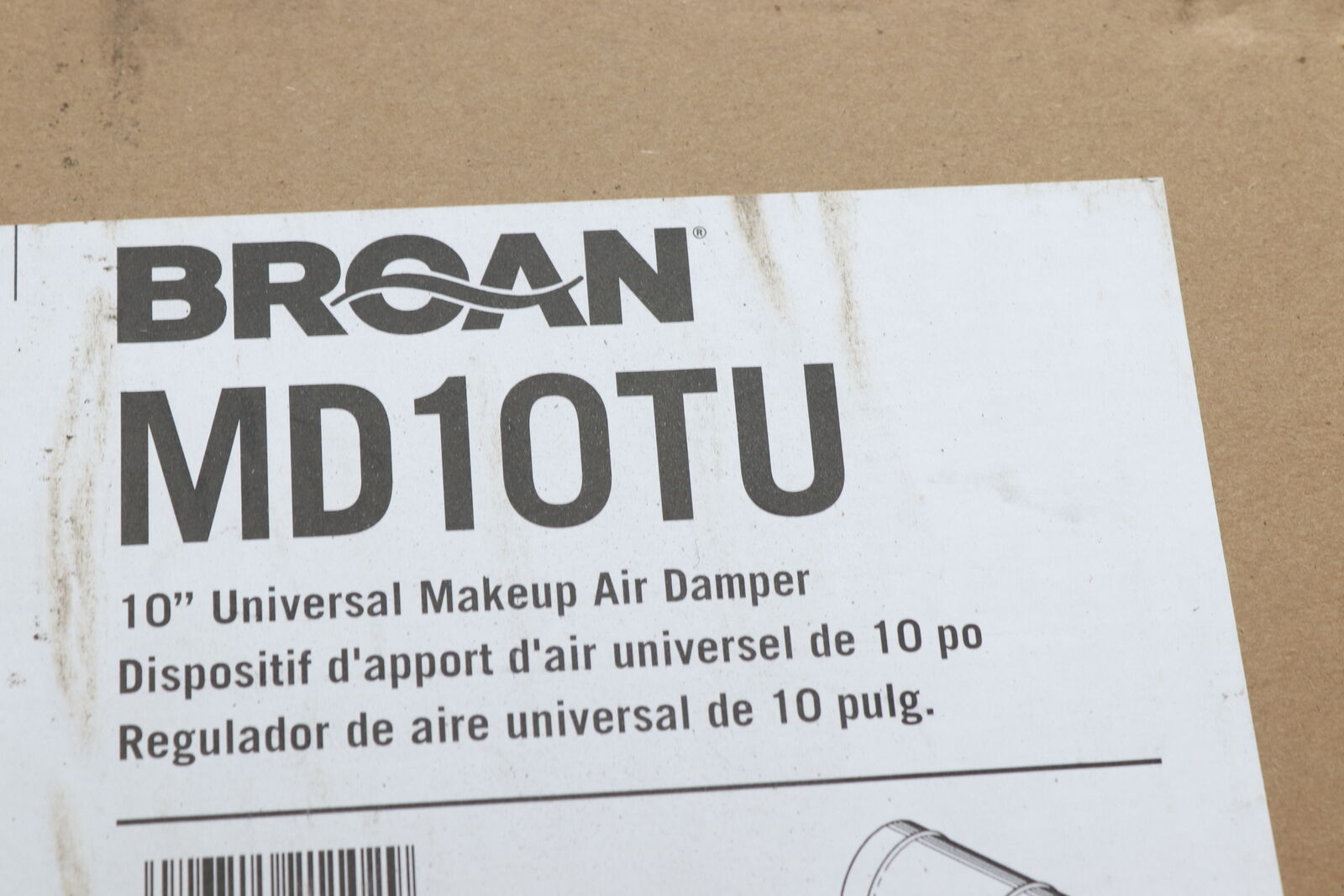 Broan Universal Makeup Air Damper For Vent Hood 10" Md10tu