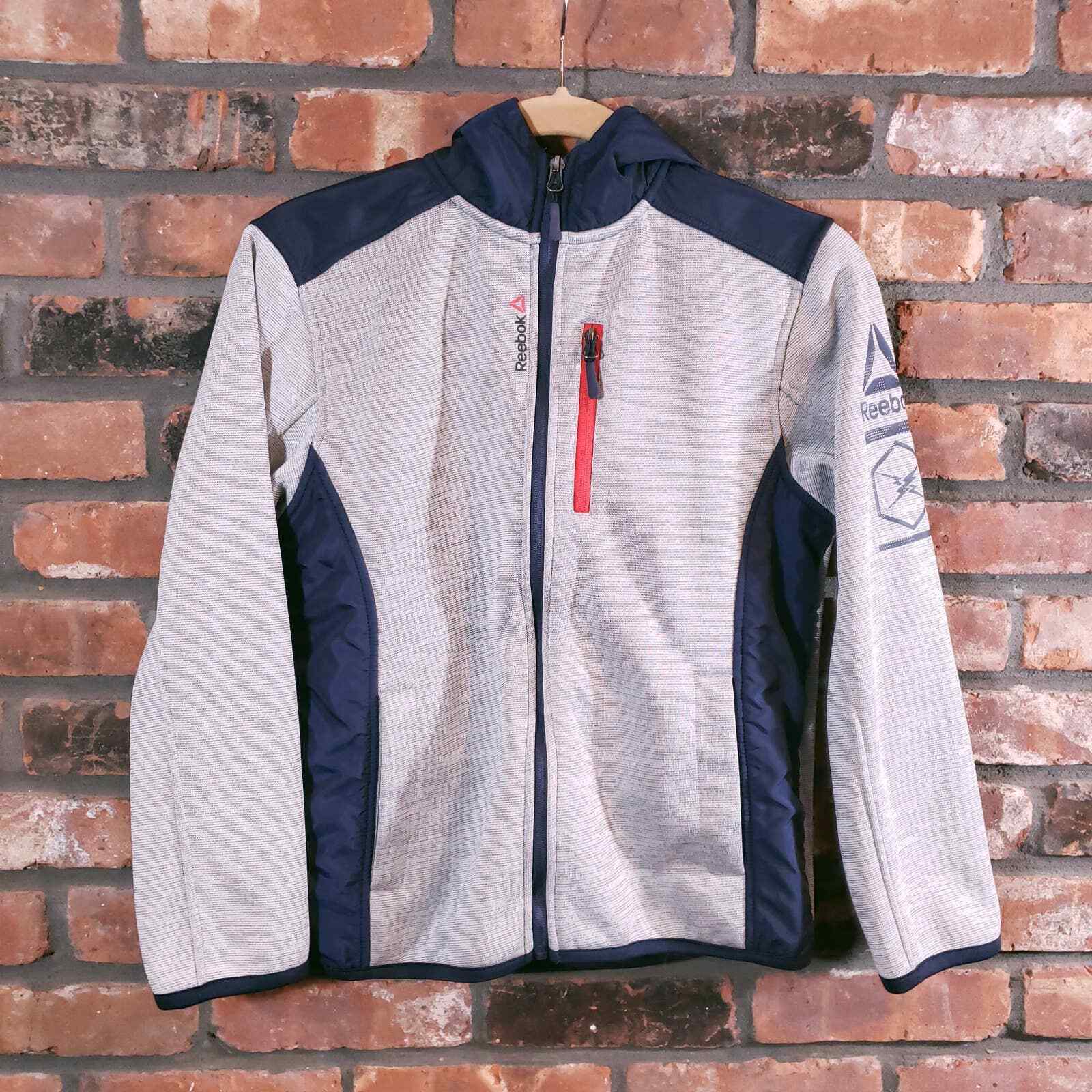 Reebok Fleece-lined Full Zip Hooded Jacket Mixed Media Activewear Boys' M 10/12