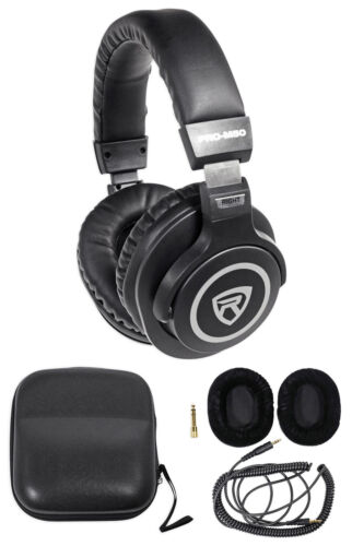 Rockville Pro-m50 Studio Headphones W/ Detachable Coil Cable, Case+extra Ear Pad