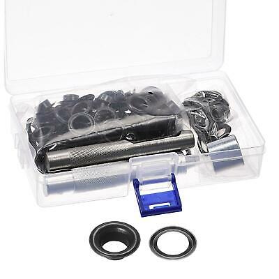 Grommet Kit 100 Sets Copper Eyelets With 3pcs Tools, 10mm Inside Dia. Black