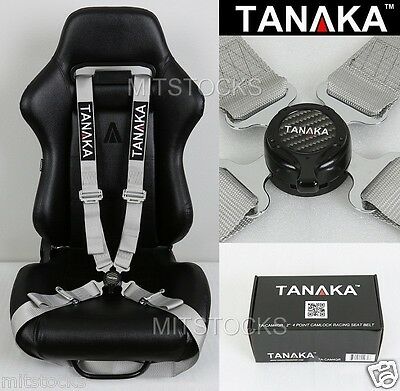 Tanaka Universal Gray 4 Point Camlock Quick Release Racing Seat Belt Harness 2"
