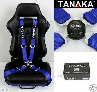 Tanaka Universal Blue 4 Point Camlock Quick Release Racing Seat Belt Harness 2"