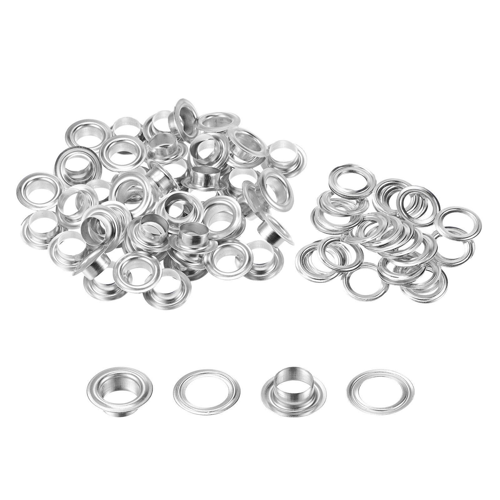50Set 10.5mm Hole Copper Grommets Eyelets Silver Tone for Fabric Leather
