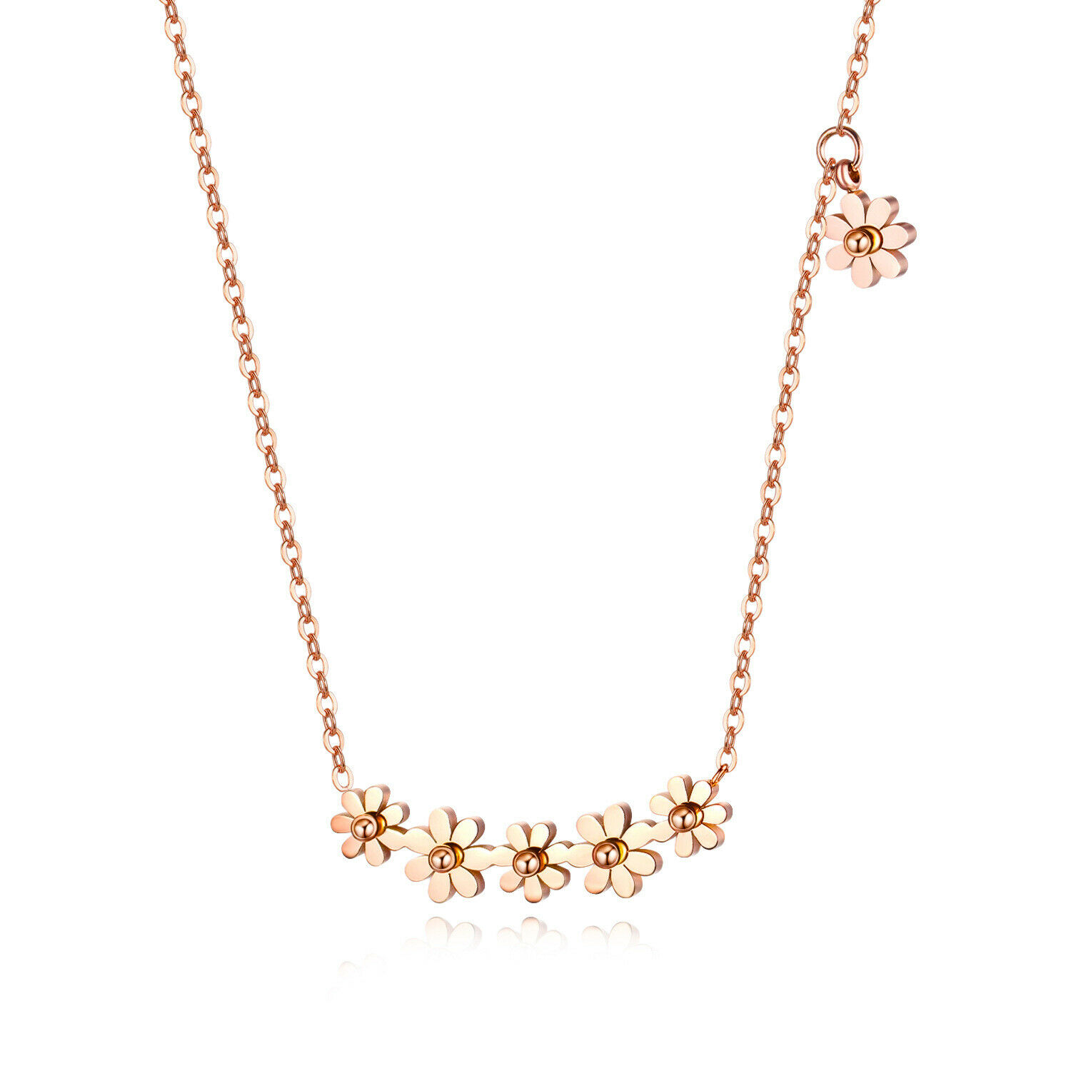 Fashion Hot Daisy Stainless Steel Chain Rose Gold Titanium Steel Ladies Necklace