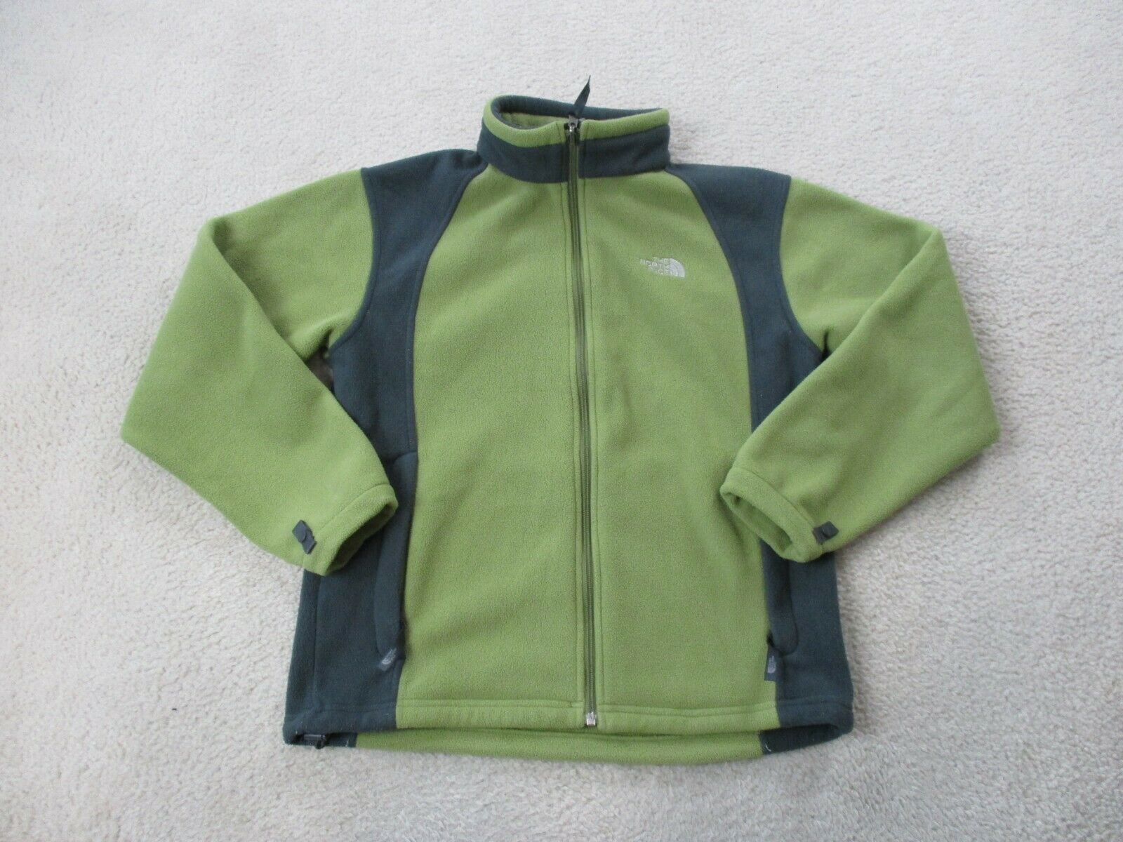 The North Face Jacket Boys Large Green Gray Fleece Full Zip Outdoors Kids Youth