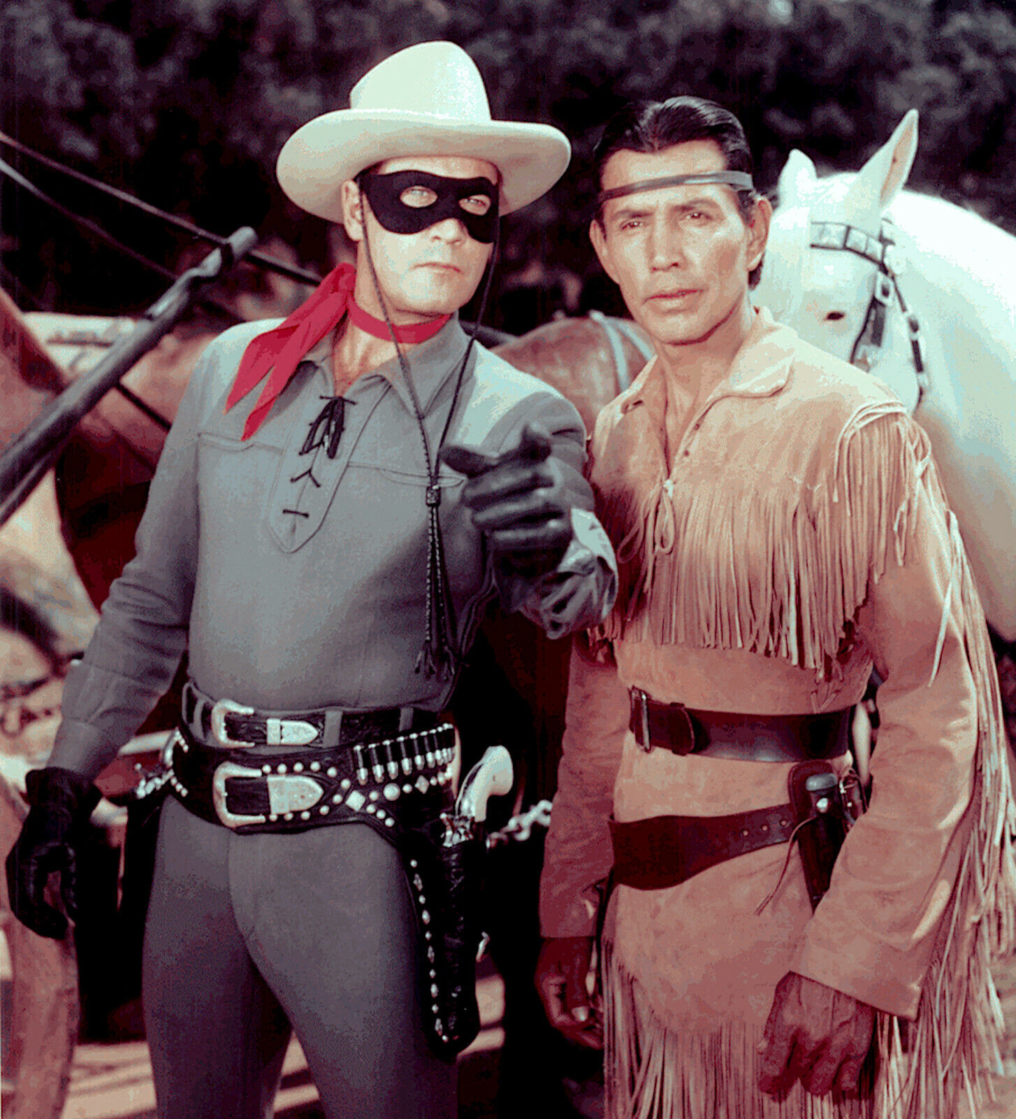 1949’s The Lone Ranger Clayton Moore & Jay Silverheels Color 8x10 Portrait