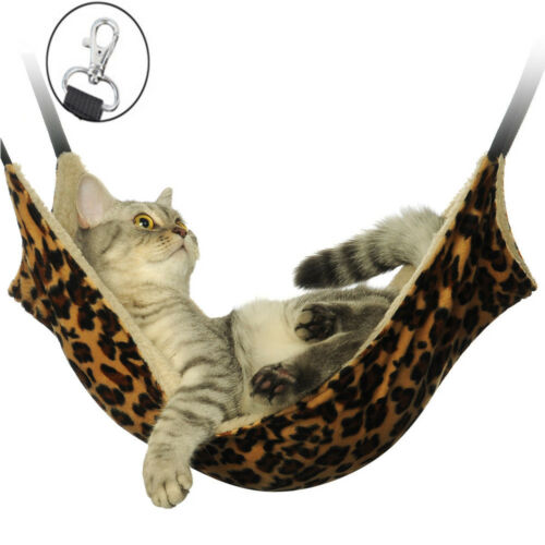 Pet Cat Hammock LARGE Leopard Fur Bed Animal Hanging Dog Cage Comforter Ferret