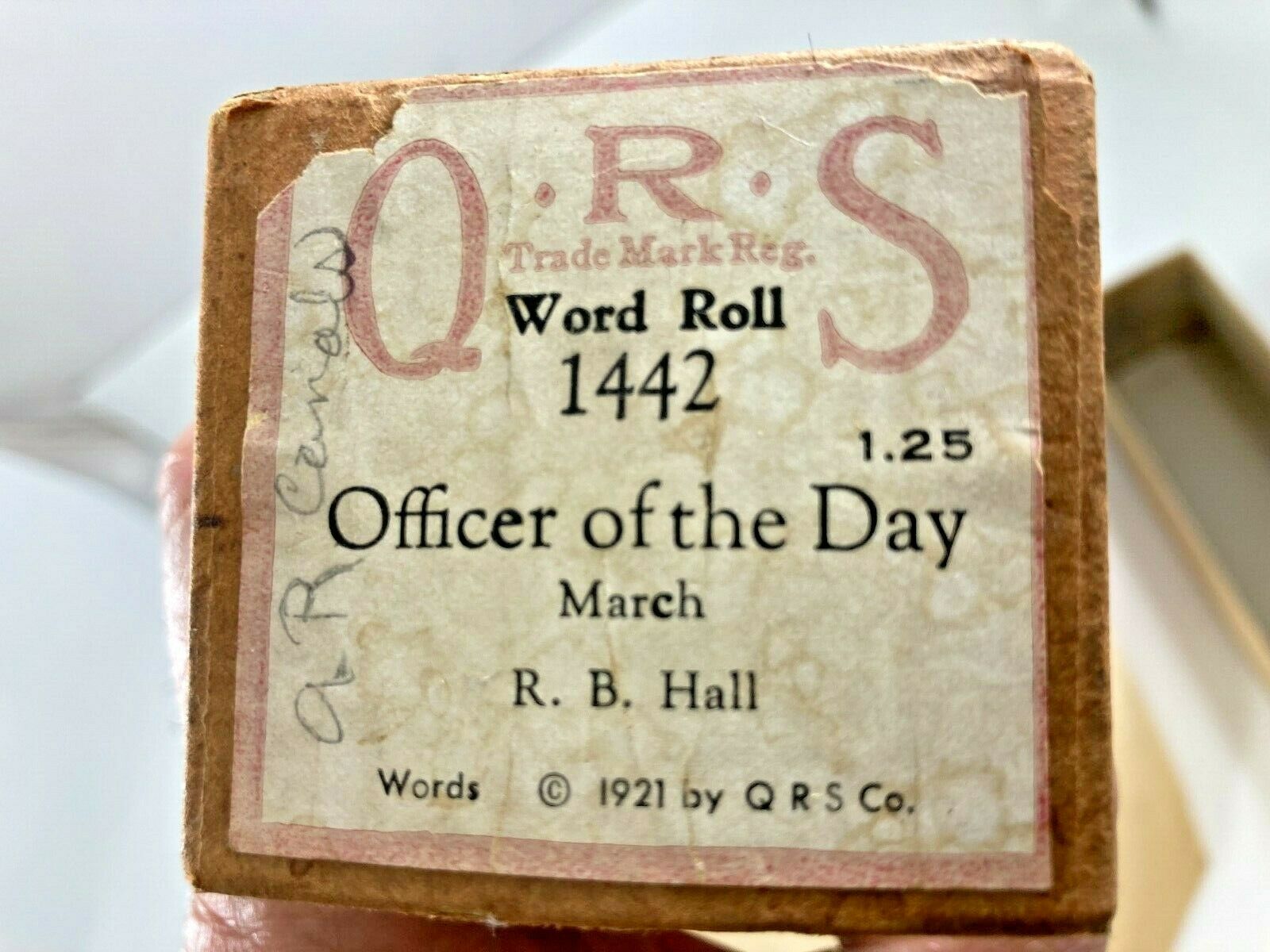 QRS Player Piano Word Roll ~ 1442 ~ Officer Of The Day
