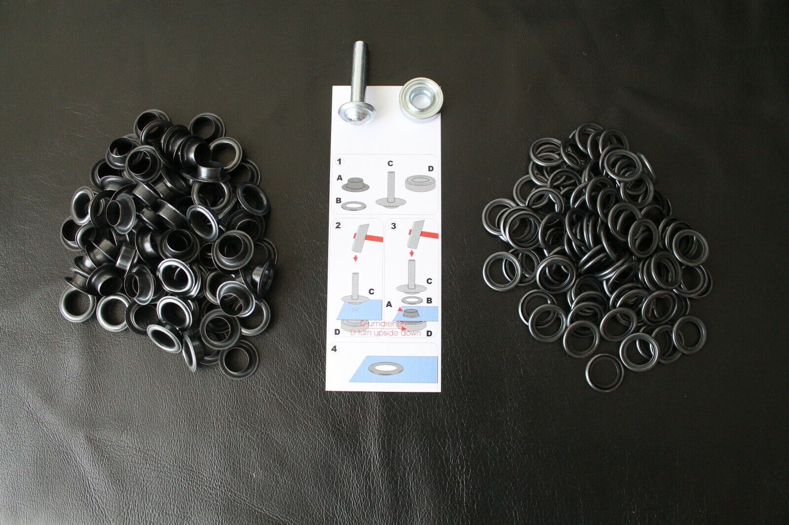 Eyelets With Discs 0 7/16in Ø Inclusive Instructions And Tool Rust-free Black