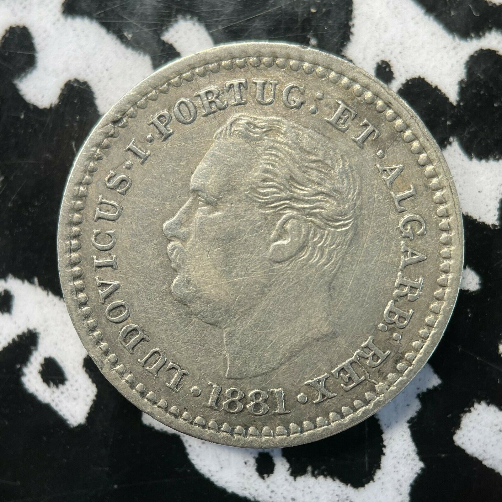 1881 Portuguese India Goa 1/8 Rupia Lot#jm3353 Silver! Nice! Scarce!