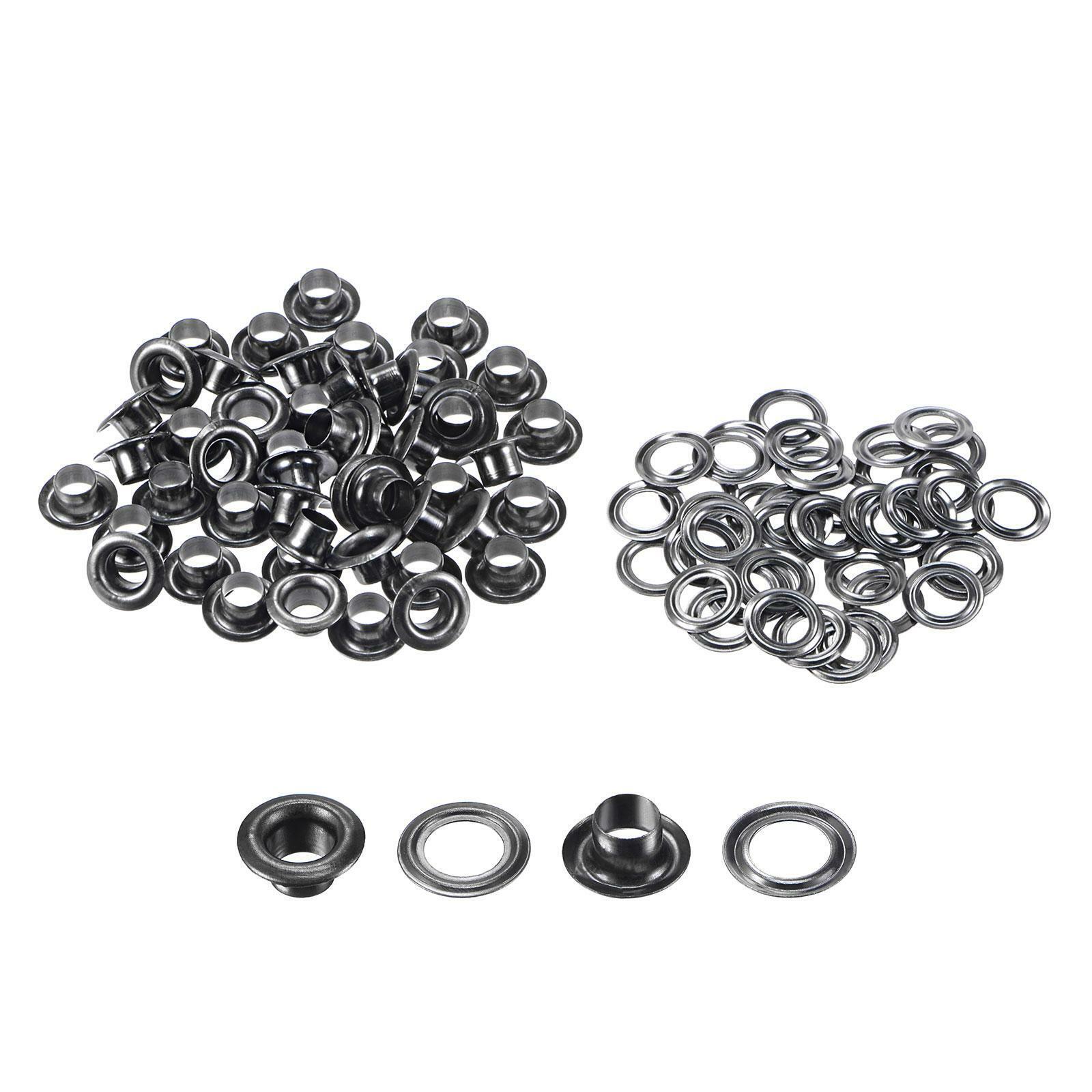 50set 5.5mm Hole Copper Grommets Eyelets Dim Grey For Fabric Leather
