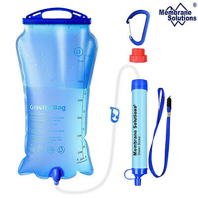 Gravity Survival Water Filter Straw Purifier Travel Camping Hiking Emergency Kit