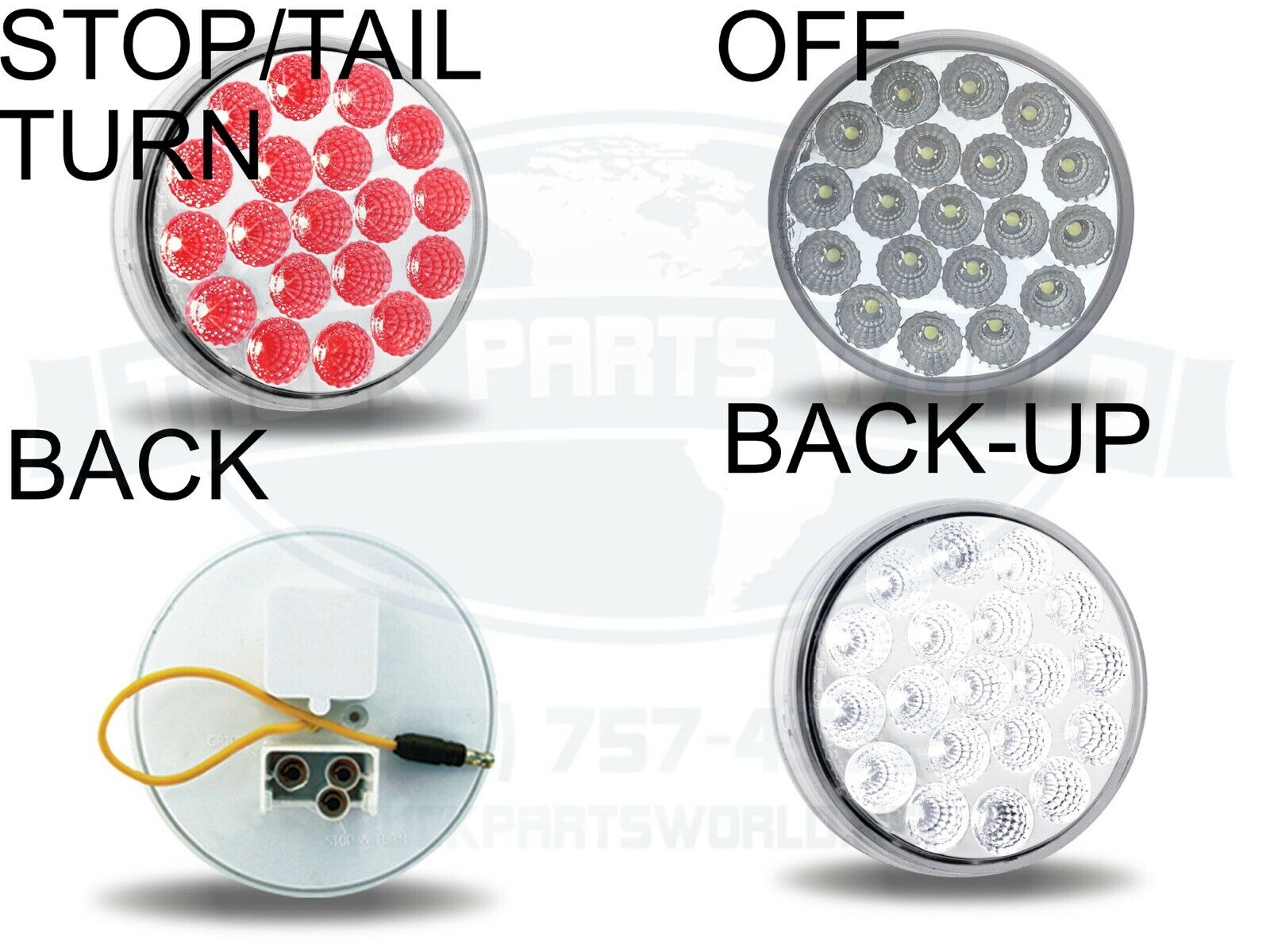 Trux Tled-4x40 4 Inch Round 19 Diode Red/white Dual Revolution Led Light