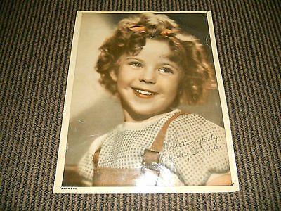 Shirley Temple Vintage Studio Mailed Colorized 8x10 Photo W Printed Autograph