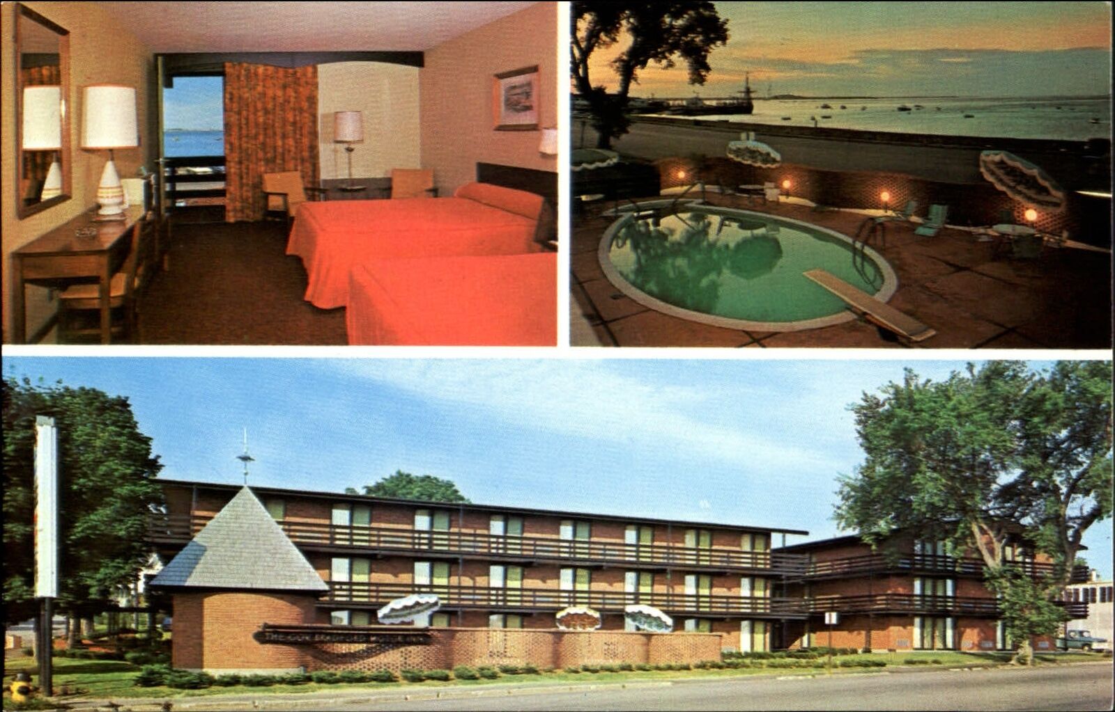 Governor Bradford Motor Inn ~ Plymouth Massachusetts ~ pool room interior 1960s