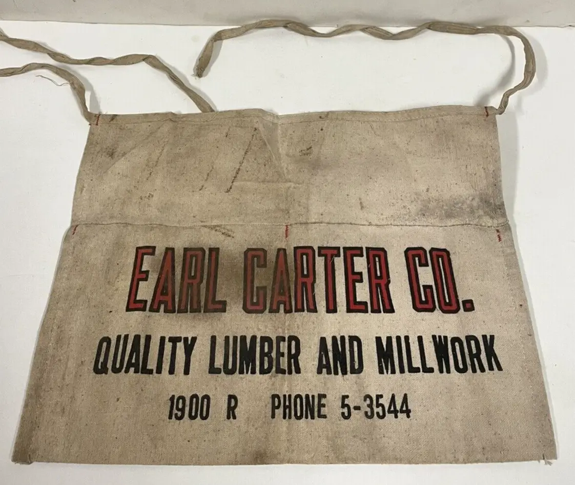 VINTAGE EARL CARTER NEBRASKA LUMBER MILLWORK CARPENTERS NAIL POUCH BAG APRON