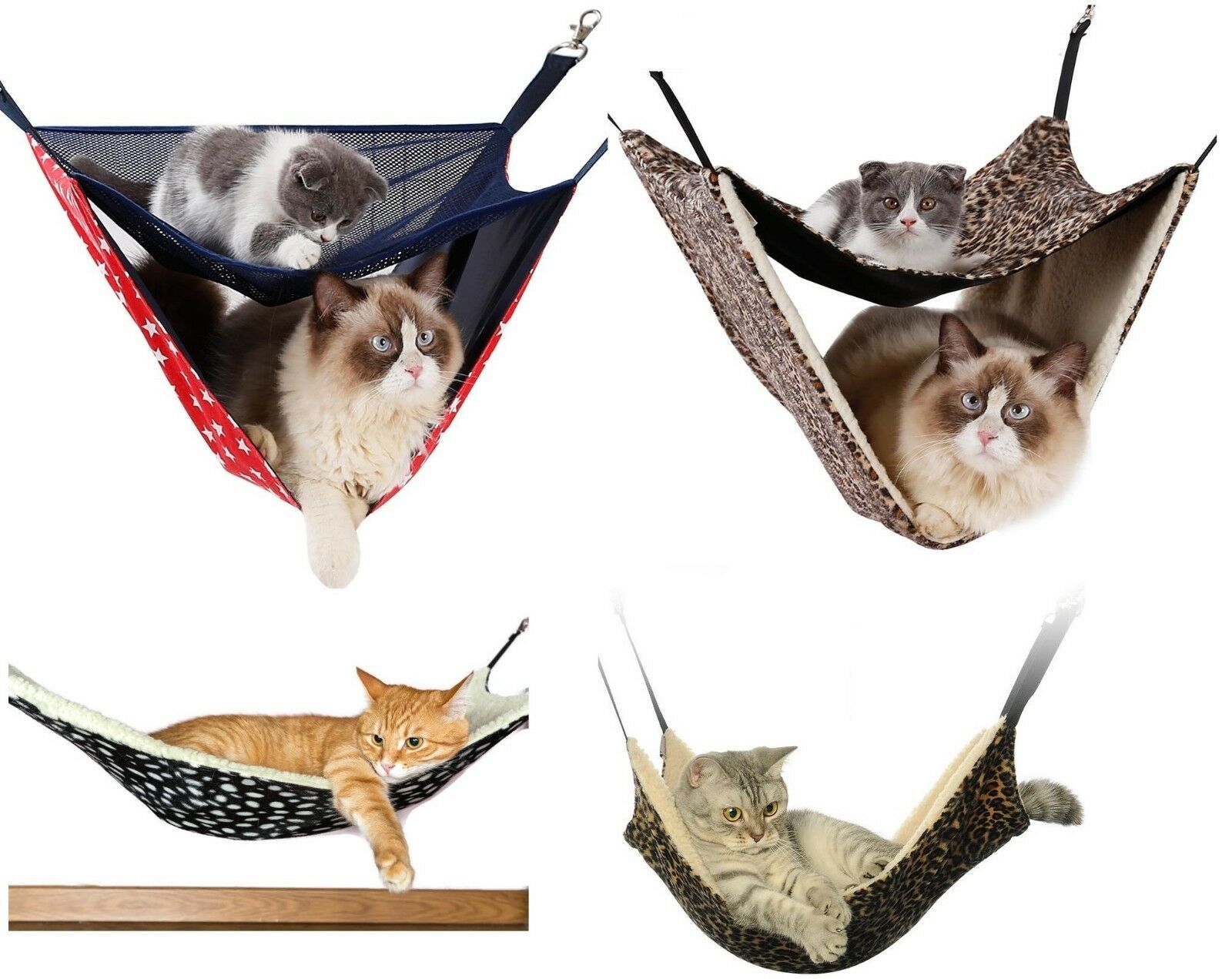 Cat Hammock Collection Leopard Print Bed Animal Hanging Kitten Cage Kitty Lounge