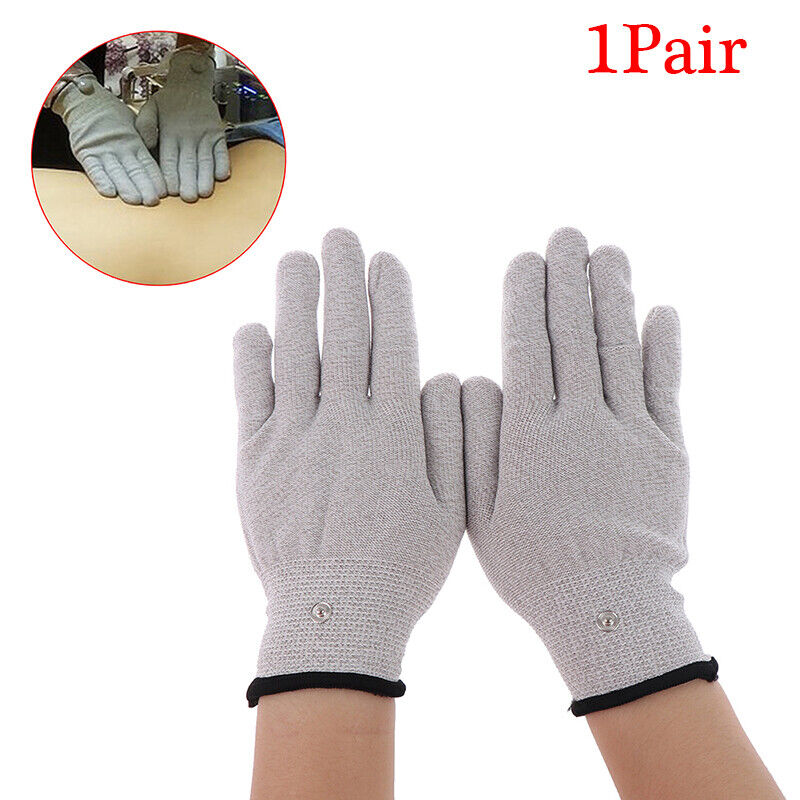 1Pair Conductive Silver Fiber  Electrode Gloves Pads Electrotherapy MassageB $8
