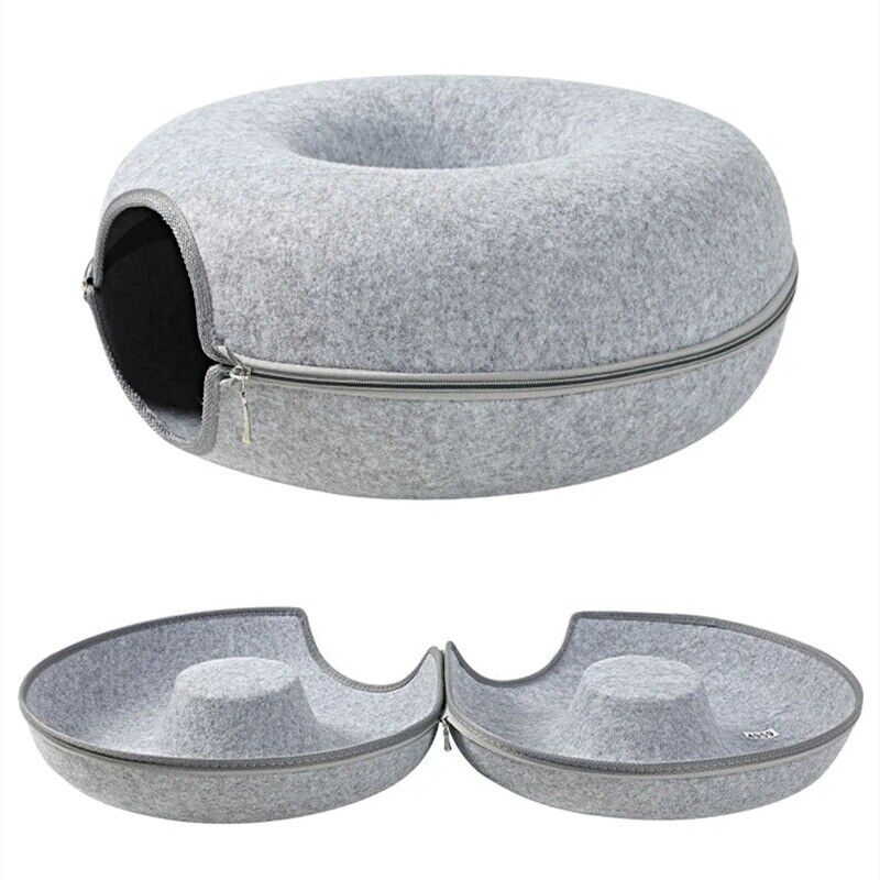 New Cat Bed Pet Cat Tunnel Interactive Game Toy Grey Bed Dual Indoor Toy Kitten