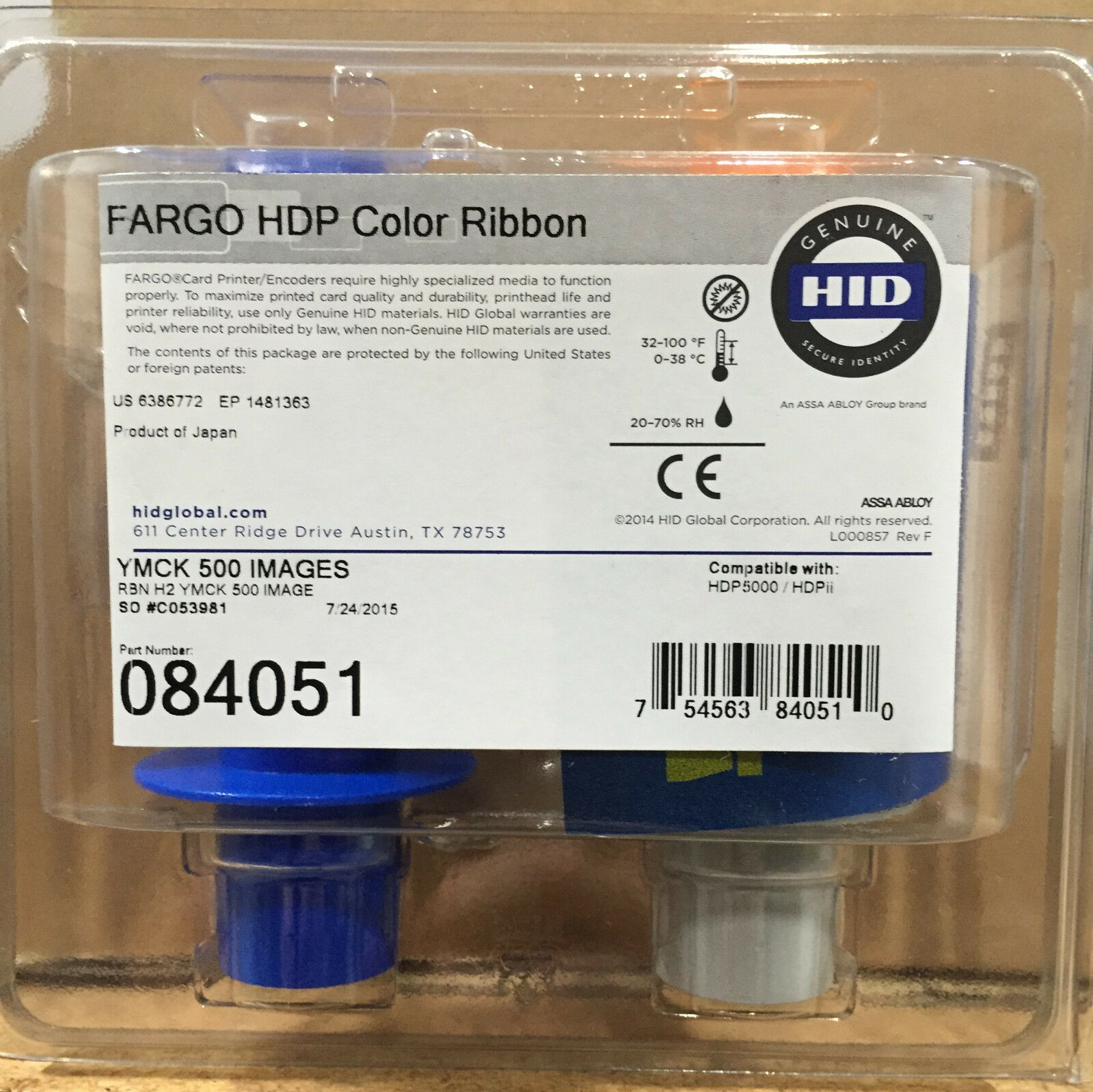 Fargo HDP5000 84051 Color Ribbon - YMCK - 500 Prints - New Sealed