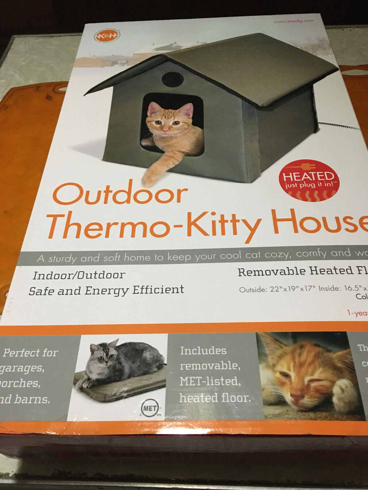 K&h Pet Products 3993 Outdoor Heated Kitty House  - Olive Nib