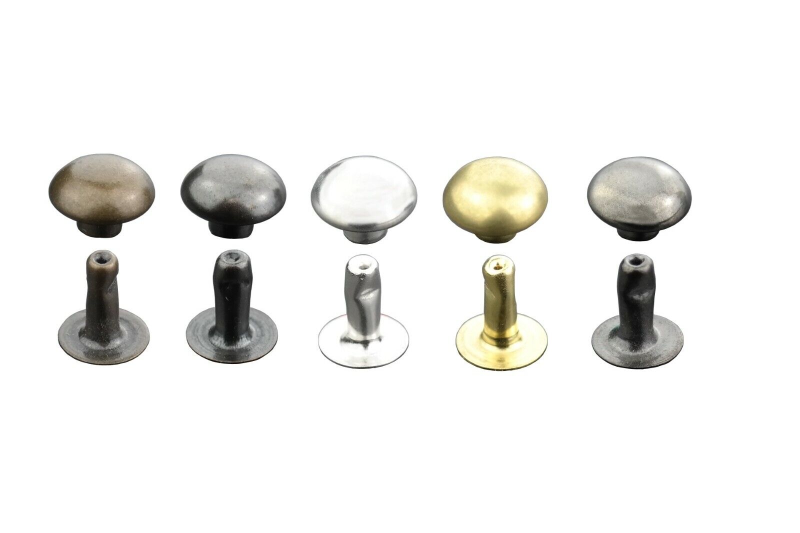 Semi-sphere Hollow Rivets,without Rust,brass,in,0 1/4in,0 9/32in,0 11/32in,