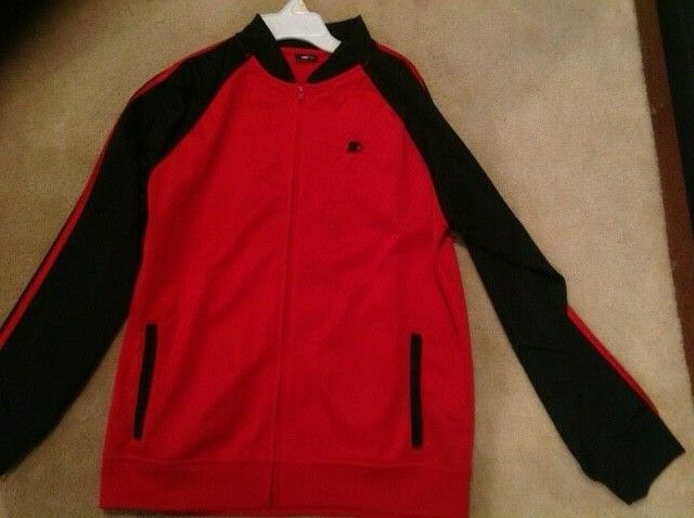 Youth Boys Starter Red Full Zip Up Athletic Warmup Jacket Size Xxl 18, Euc!!!