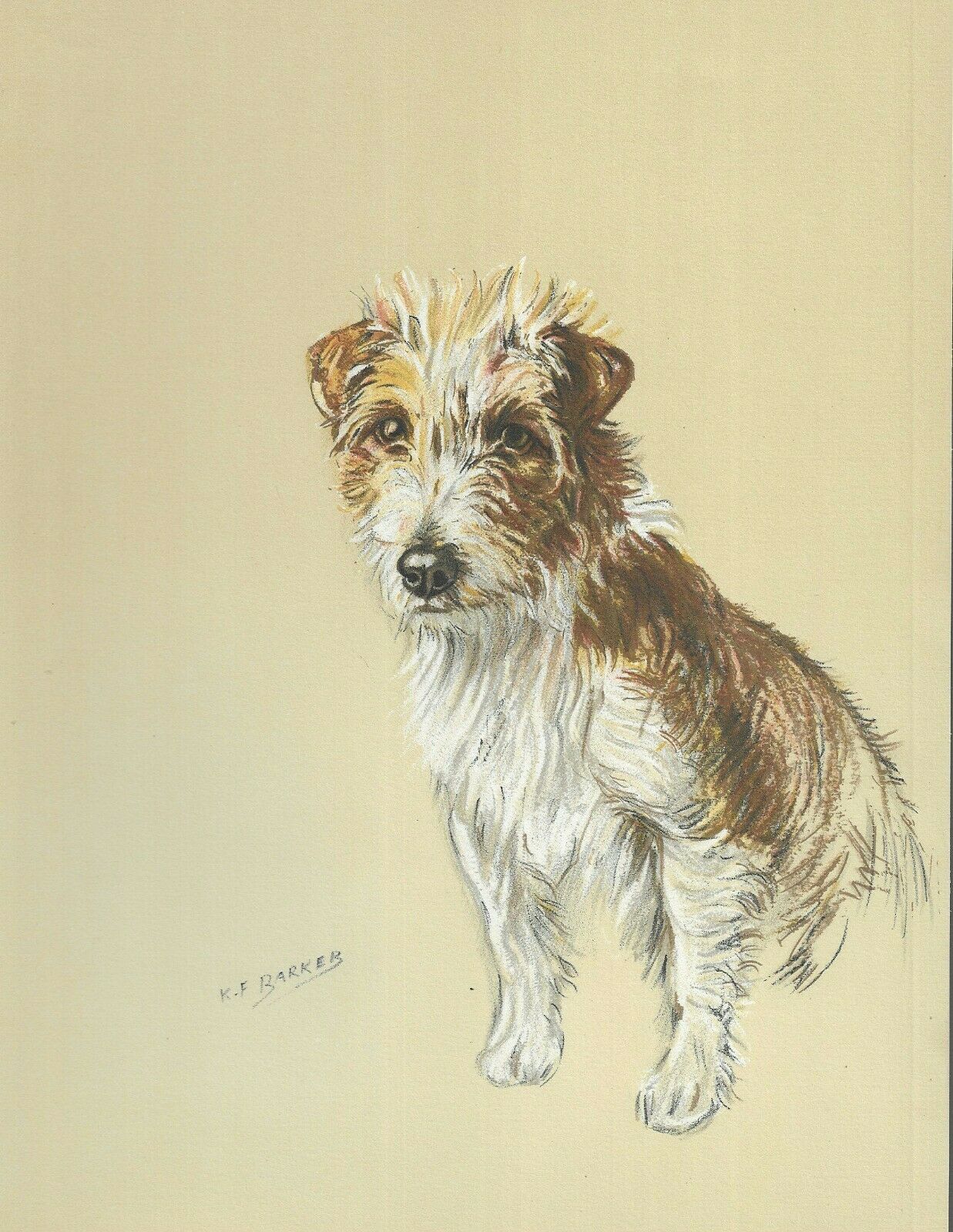 Wire Fox Terrier - Vintage Dog Art Print - 1938 KF Barker