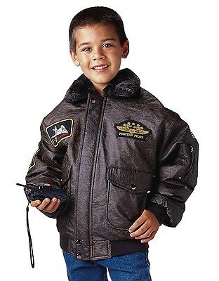 WWII Kids Aviator Flight Jacket W/ Insignia Patches And Map Lining