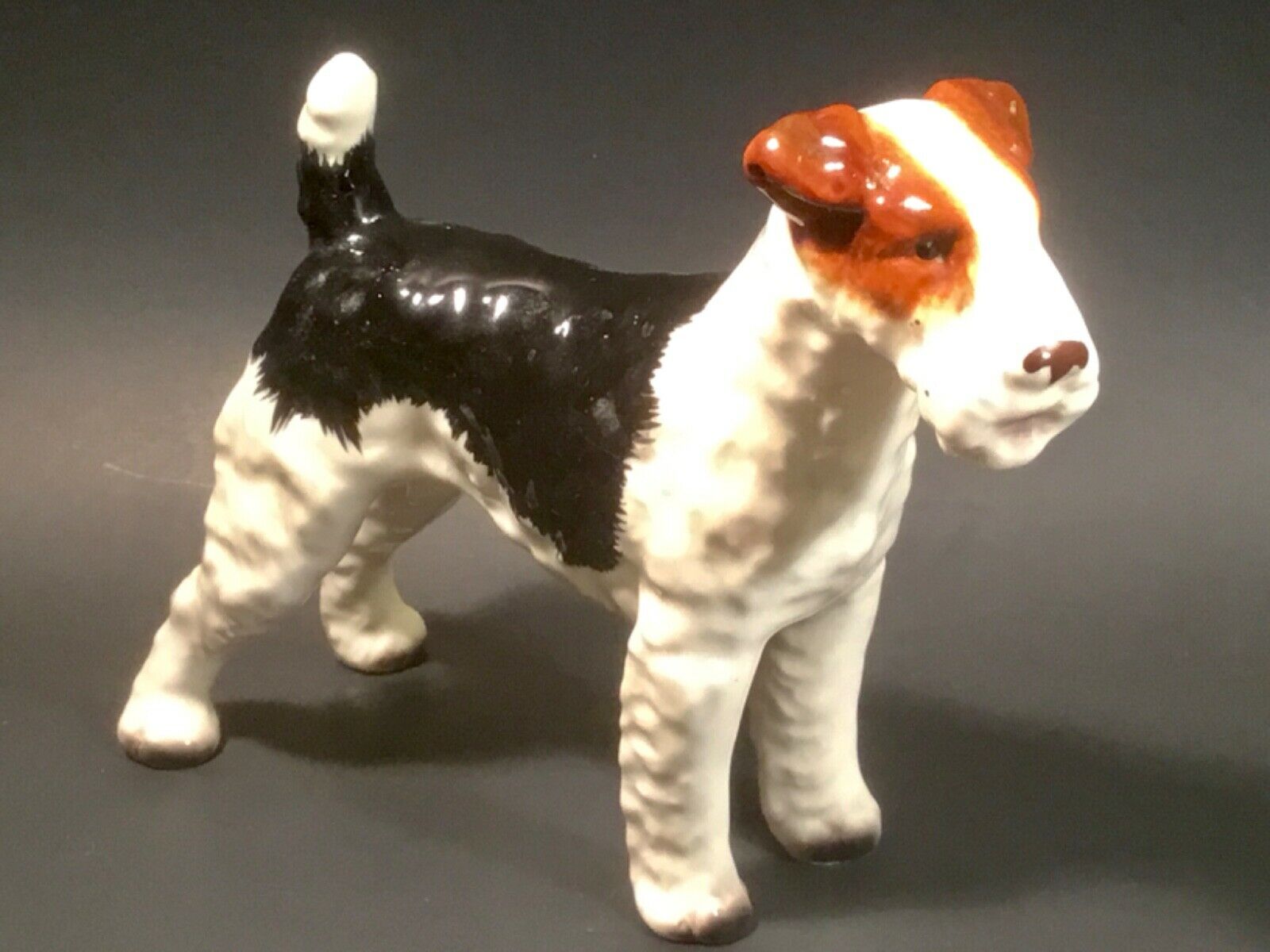 Majolica Wire Fox Terrier Dog Figurine