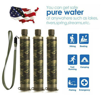 3 Pack Portable Water Filter Straw Purifier Camping Emergency Survival Tool