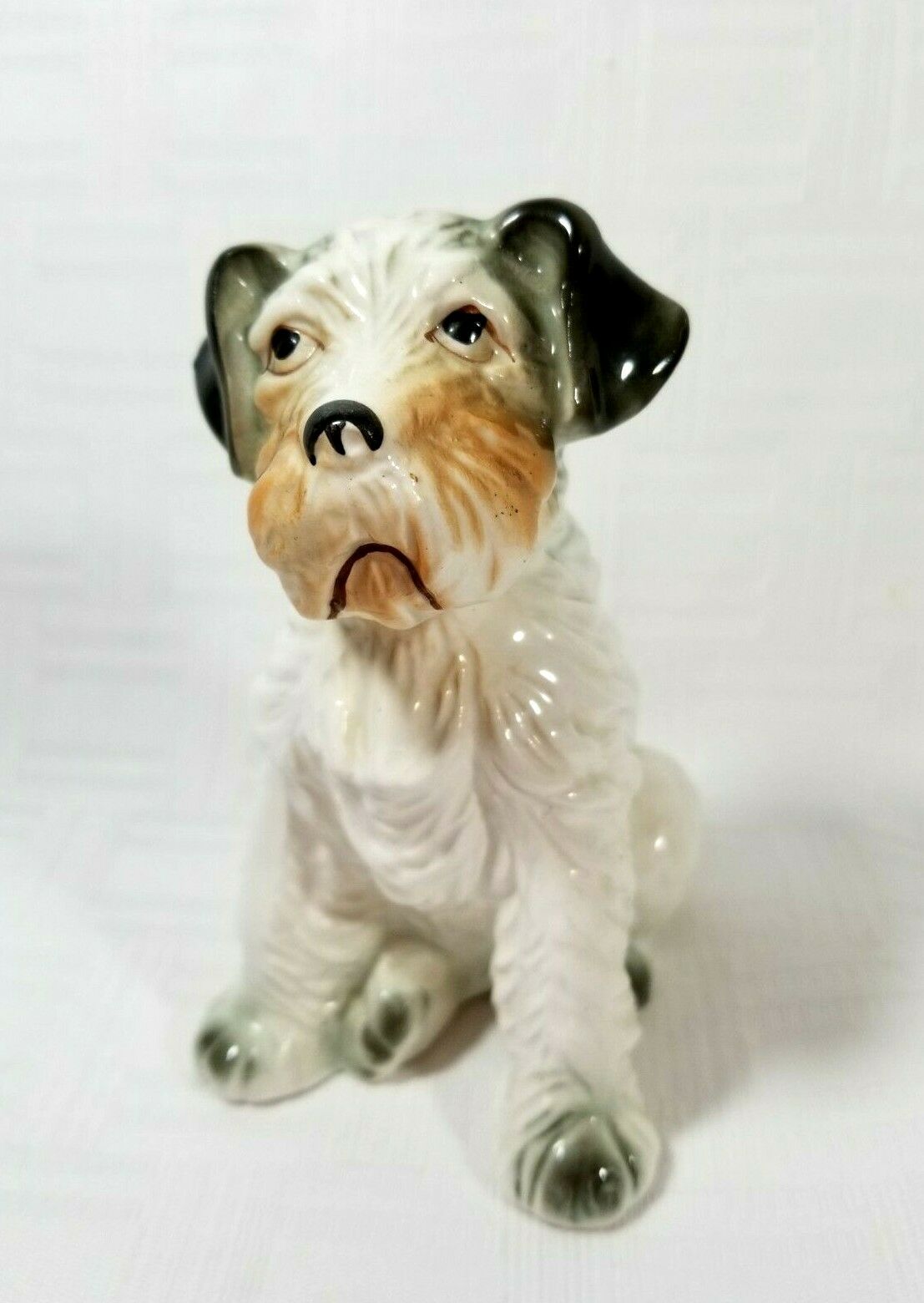 Vintage Wire Fox Terrier Puppy Dog Figurine 4" Ceramic