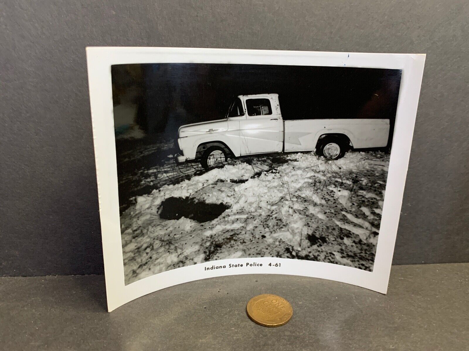 Vintage Auto Photo 1961 Ford Pickup Truck Wreck, Indiana St. Police, #24
