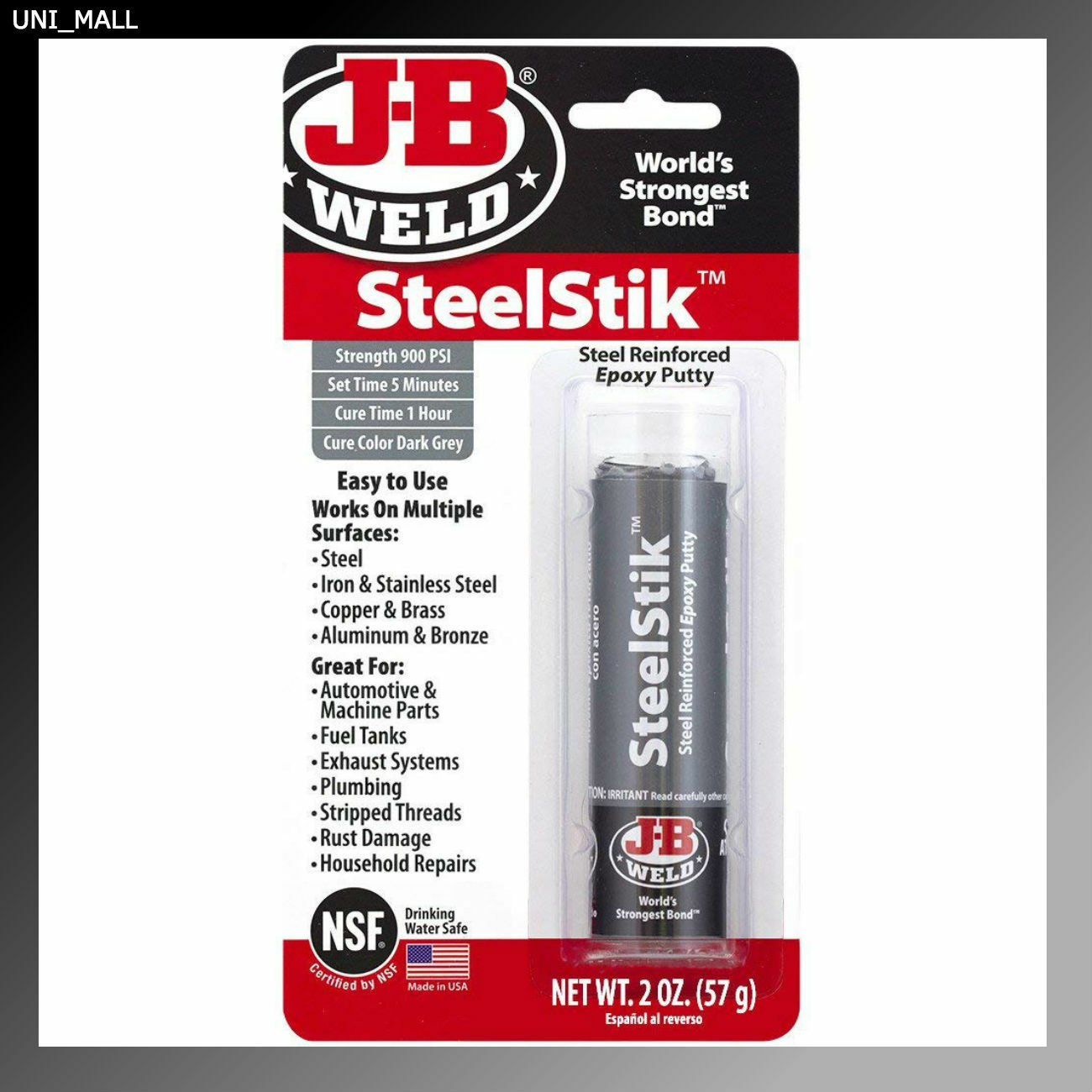 J-b Weld New 8267 Steelstik Steel Reinforced Epoxy Putty Stick - 2 Oz.