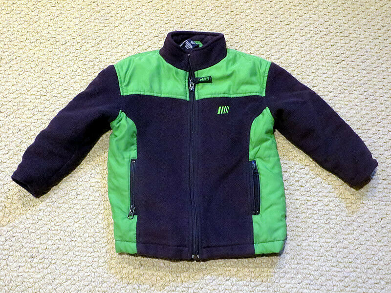 GAP Kids blue, green fleece jacket, medium weight, zipper pulls/pockets (size 4)