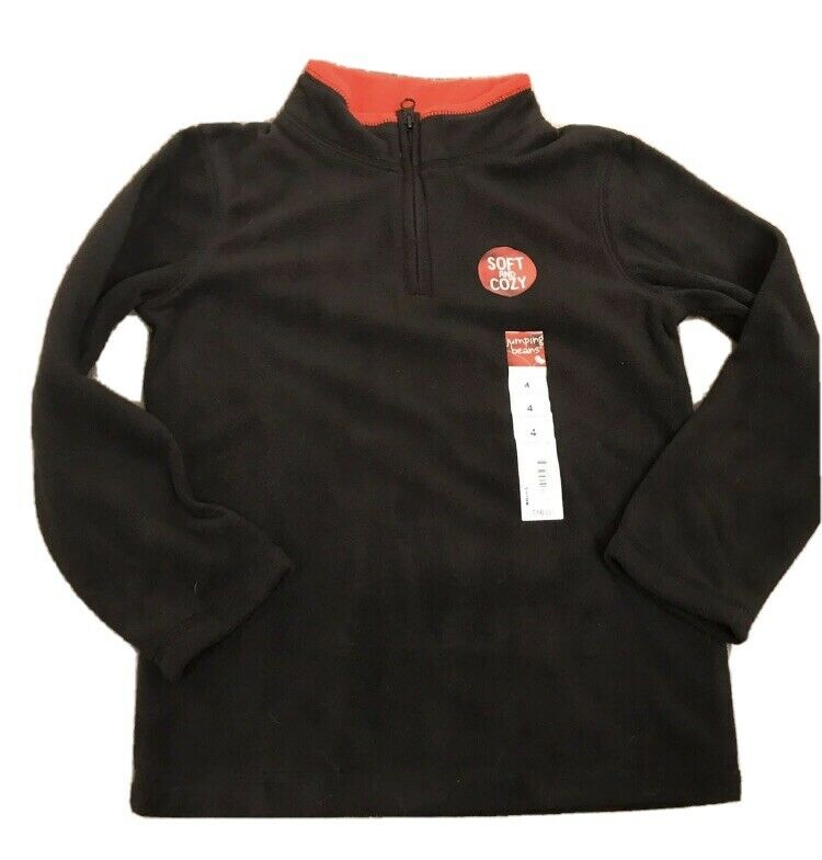 Kids Black Red Pullover Long Sleeve Fleece Jacket Coat Comfortable Sz 4 Soft XS