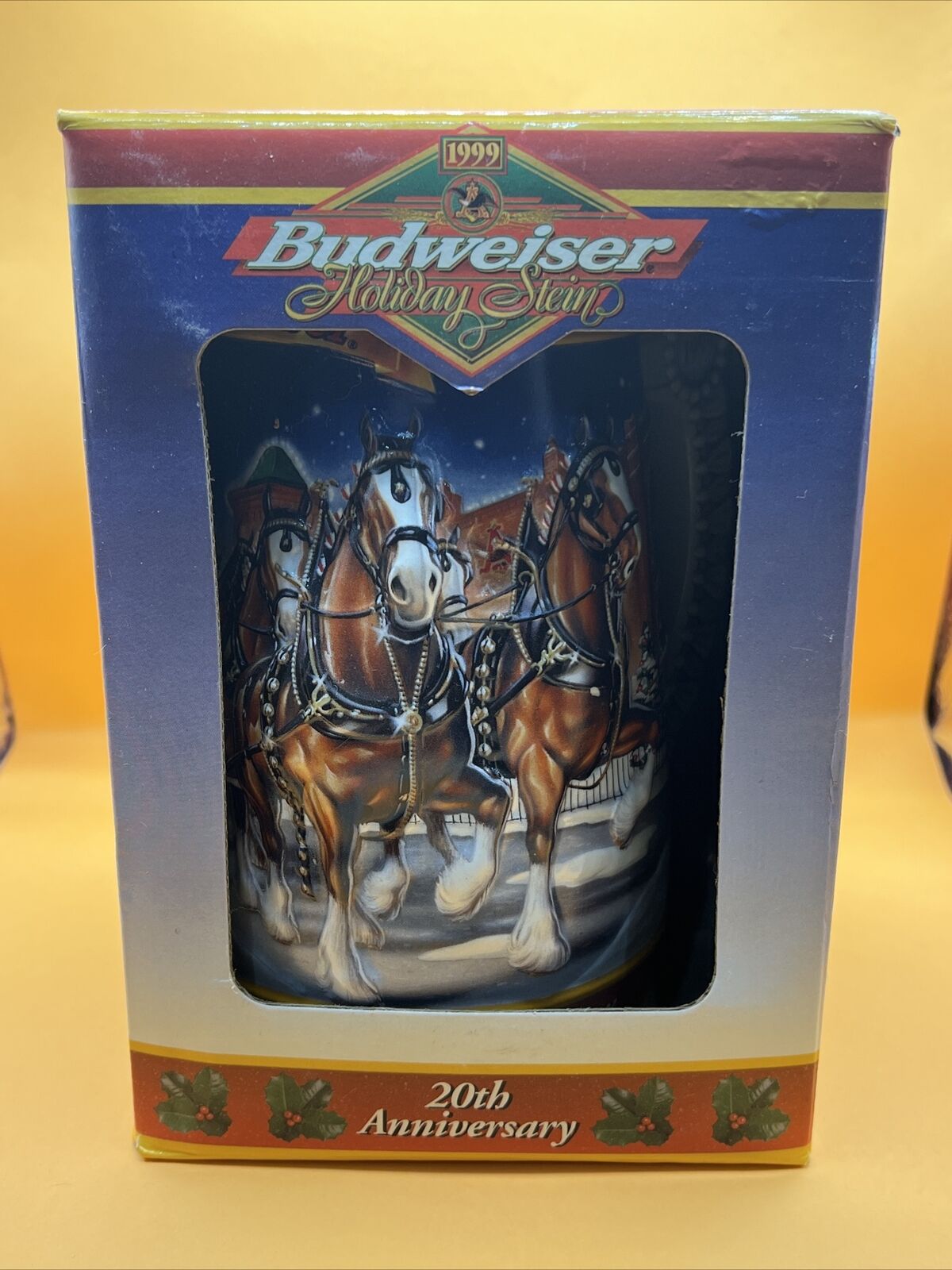 Budweiser Holiday Beer Stein 20th Anniversary 1999 Clydesdales Century Tradition