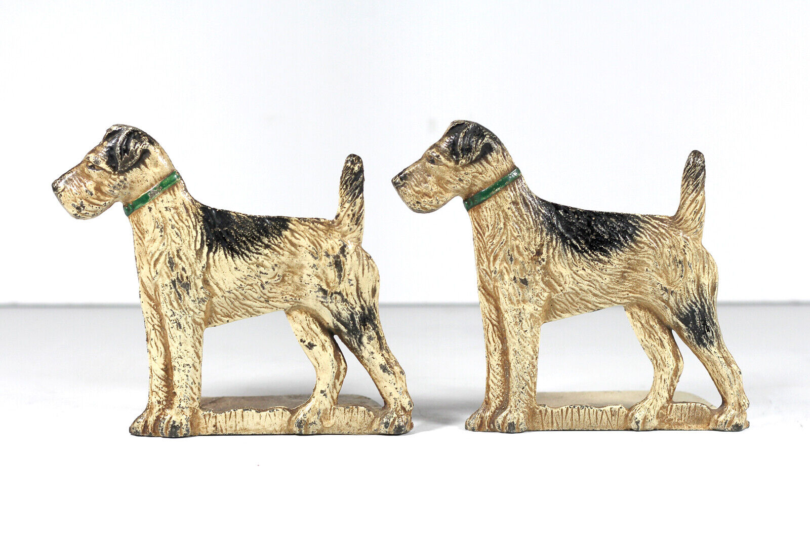 Antique 1920's Spencer Fox Terrier Bookends Cold Painted Dog Cast Iron Figure