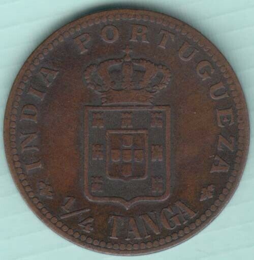 India Portugueza Carlos I 1/4 Tanga Part Of The Set Copper Coin