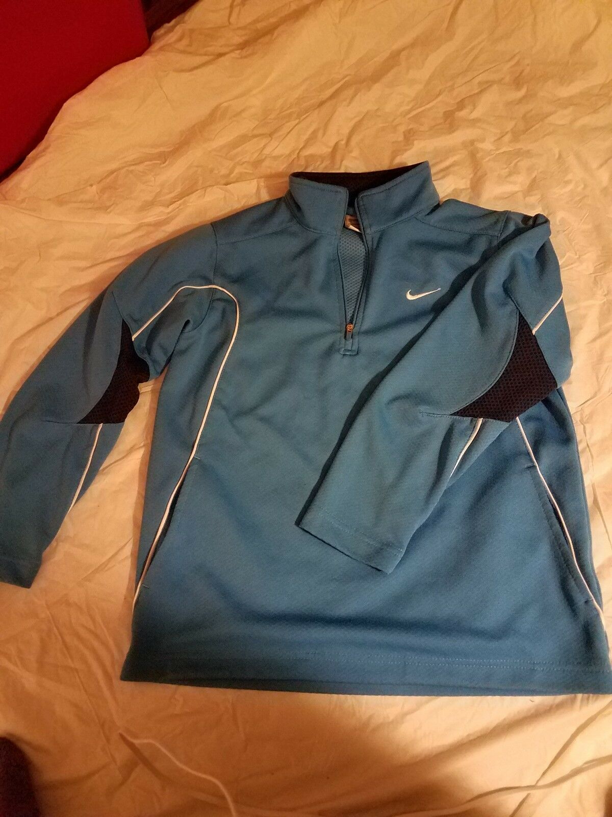 Nike Fit Dry Youth Boy Blue Front Zip Athletic Pockets Jacket Pullover Size M