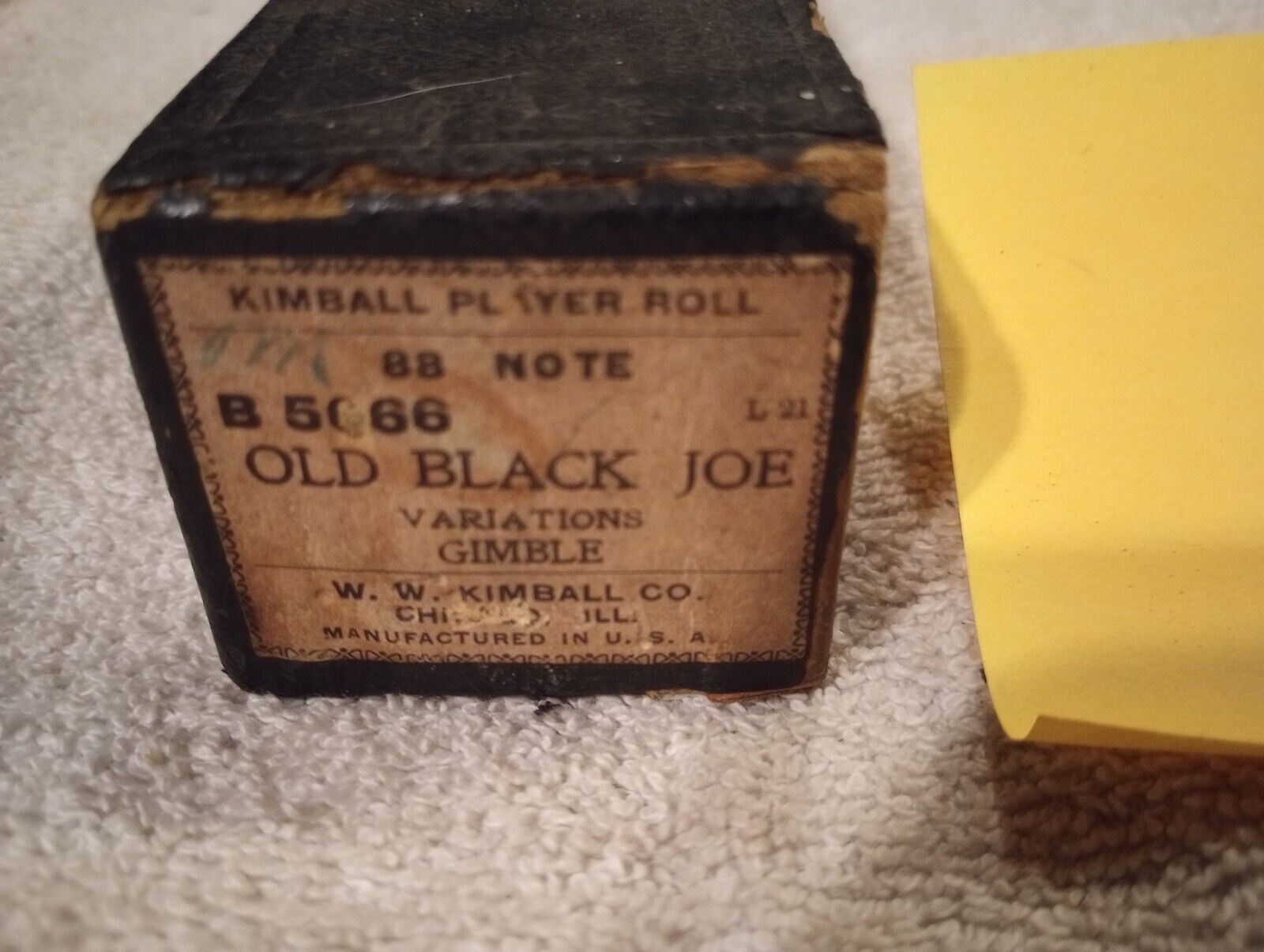 Vintage 88 Note Kimball Player Piano Roll #B 5066 Old Black Joe Good Shape