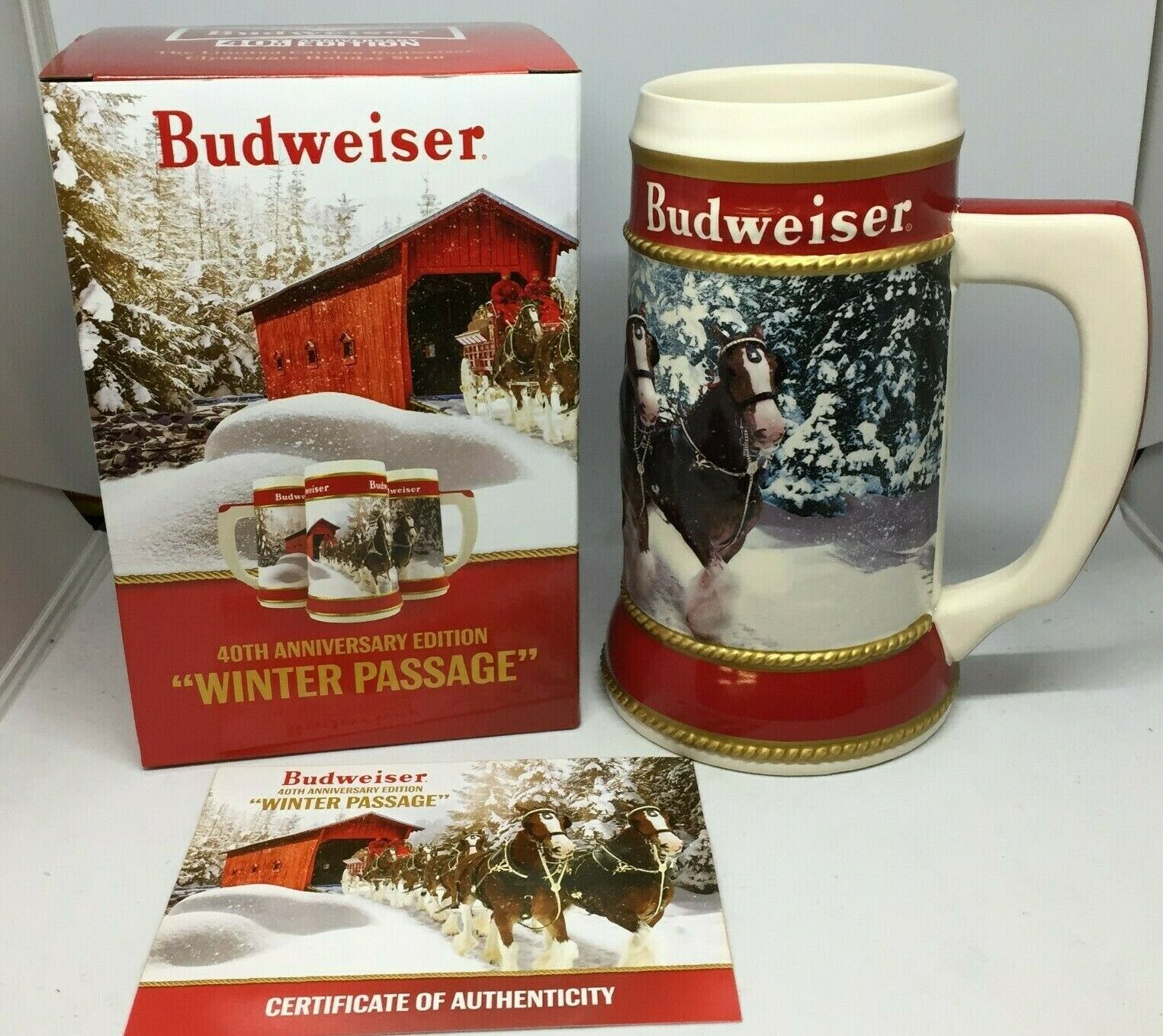 2019 Budweiser Holiday Stein Beer Mug Frm Annual Christmas Series Winter Passage