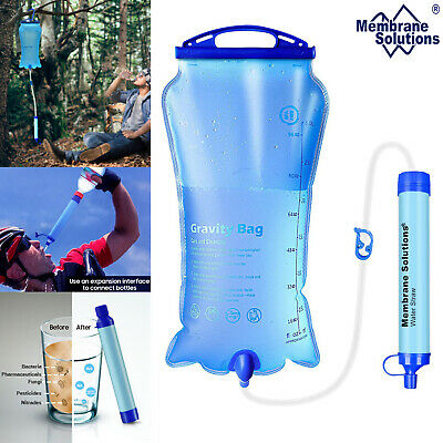 Portable Gravity Water Filter Purifier Straw For Outdoor Survival Camping Hiking