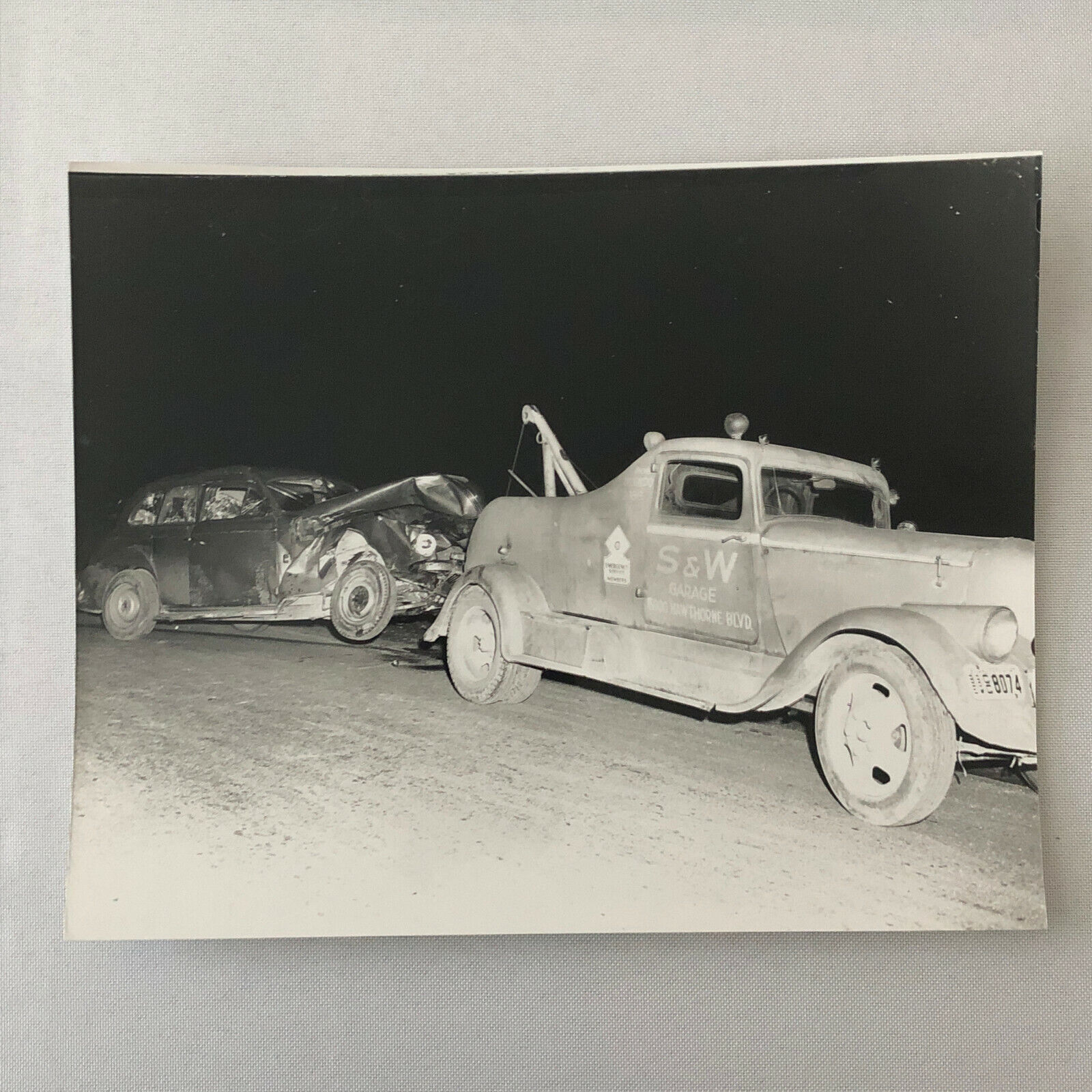 Antique Wrecked Car on Tow Truck Photo Photograph Print