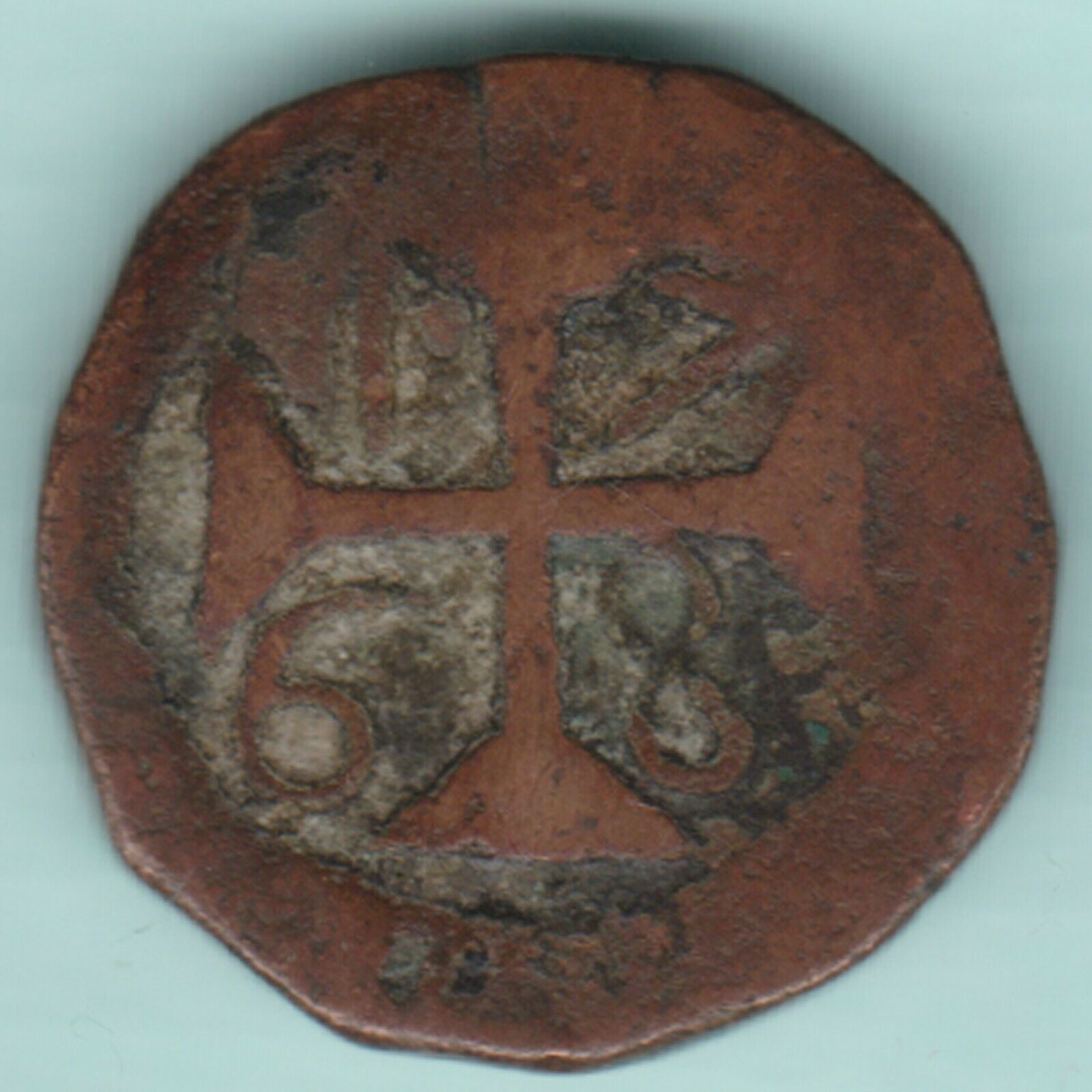 Portugese India  Aatiya Copper Coin Rare
